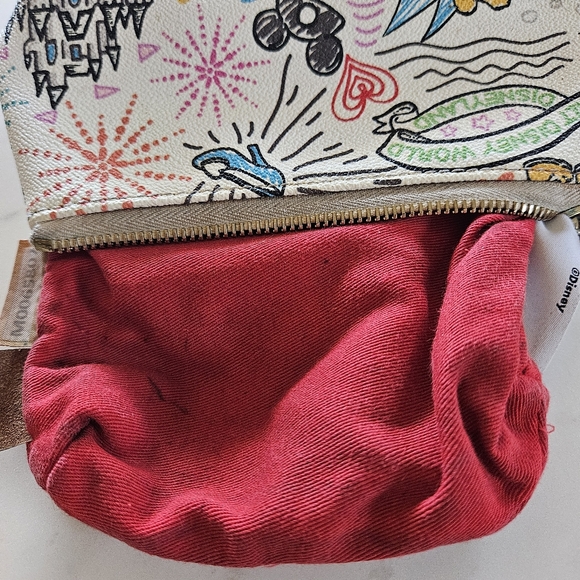 Dooney & Bourke Cream Disney Sketch Zip Pouch with Multicolor Accents - Picture 7 of 11